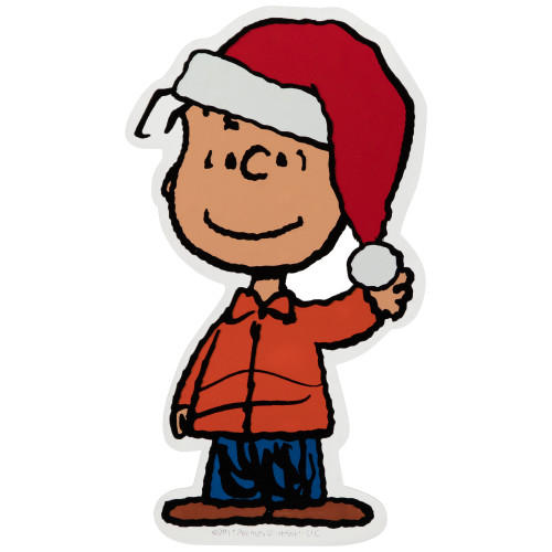 Peanuts Linus in Santa Hat Christmas Window Cling Decoration