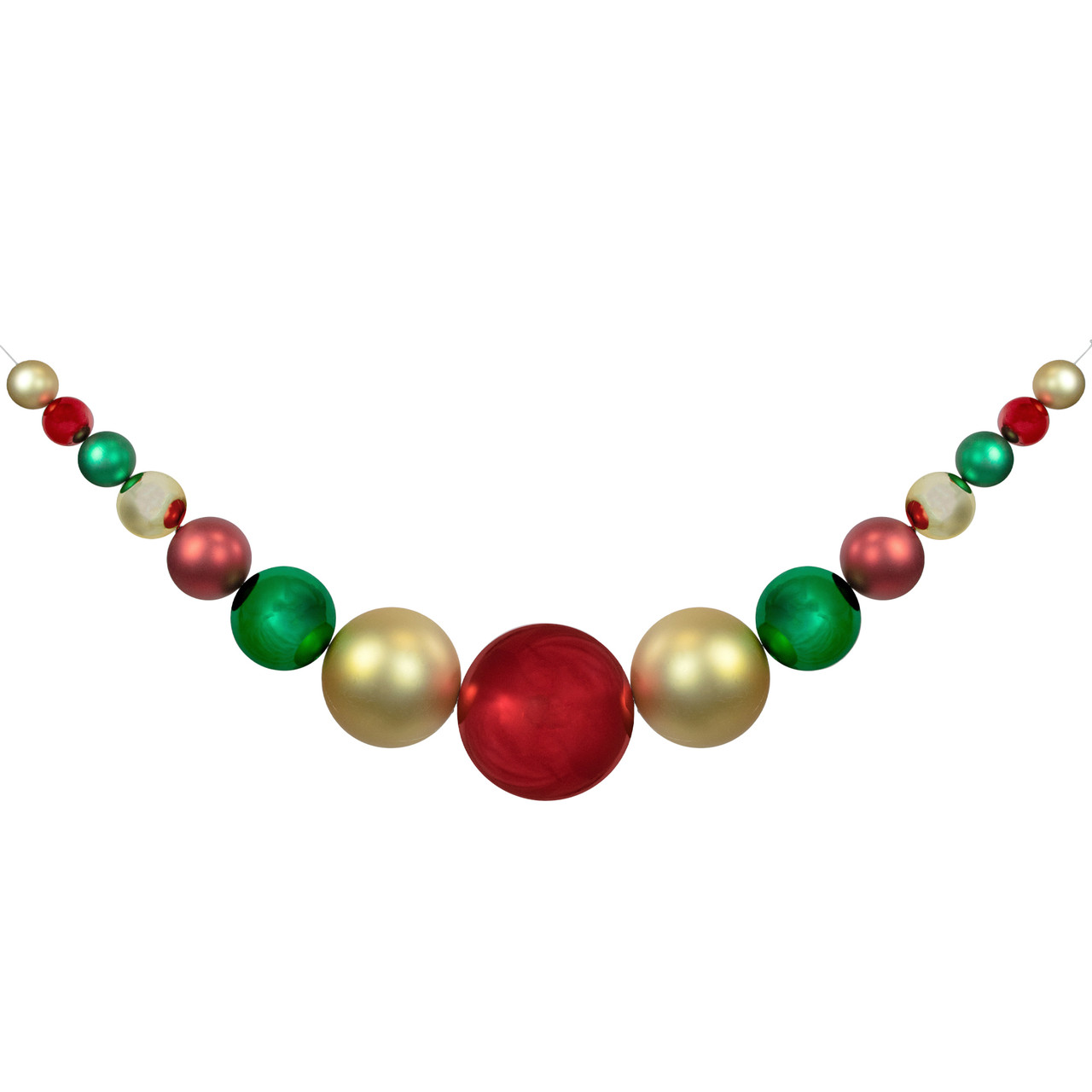 6' Red, Gold and Green Shiny and Matte Shatterproof Ball Christmas Swag