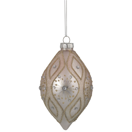 5.25" Rose Gold Retro Ombre Glass Christmas Drop Ornament