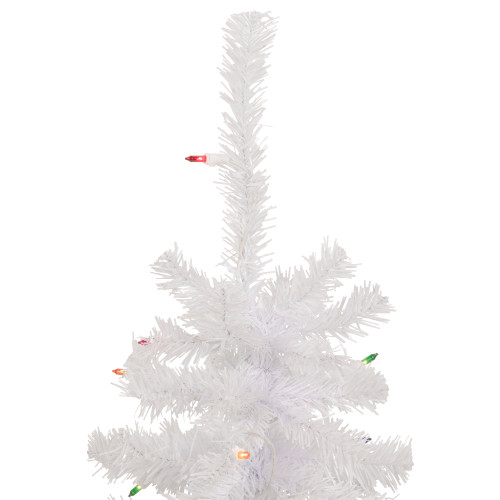 2' Lighted Woodbury White Pine Slim Artificial Christmas Tree, Multi Lights