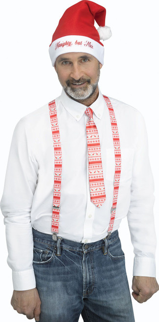 3pc Red and White Reindeer Holly Day Christmas Suspender Kit - One Size Fits Most