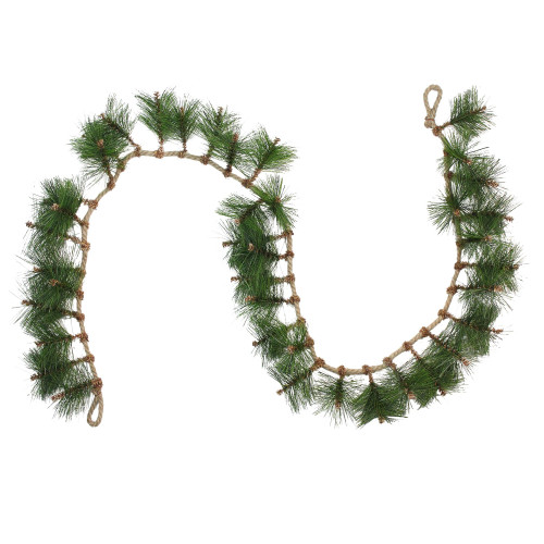 Long Needle Pine and Rope Rustic Artificial Christmas Garland - 6' x 5" - Unlit