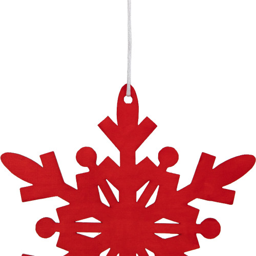7.75" Red Snowflake Hanging Wooden Christmas Ornament