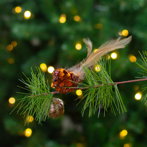 4.5" Left Facing Orange Sequined Bird Christmas Ornament