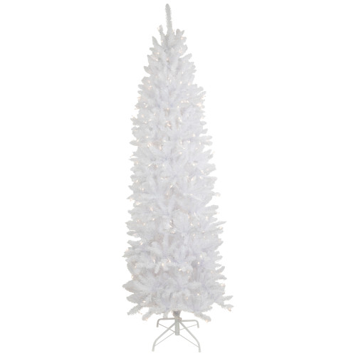 7.5' Pre-Lit Rapids White Pine Pencil Artificial Christmas Tree, Clear Lights