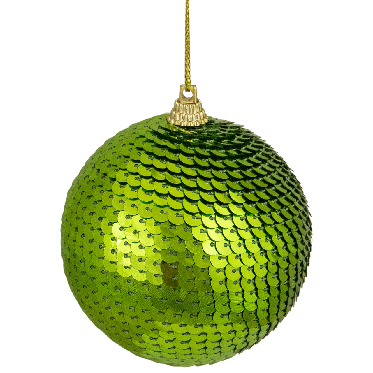 3" Kiwi Green Sequin Shatterproof Ball Christmas Ornament