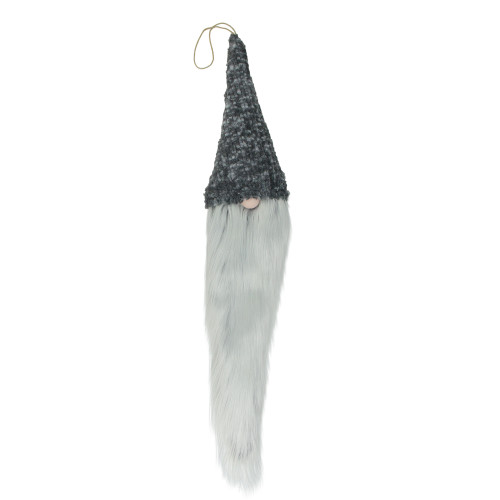 34" Gray and White Hanging Gnome Hat Christmas Decoration