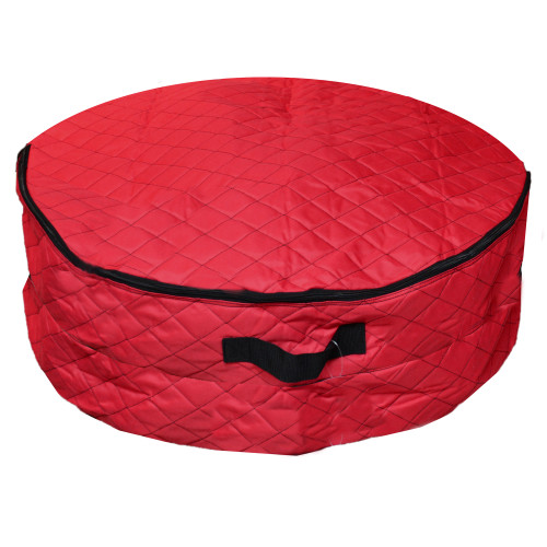 2-in-1 Quilted Red Zip Up Christmas Garland and Wreath Storage Bag 36"