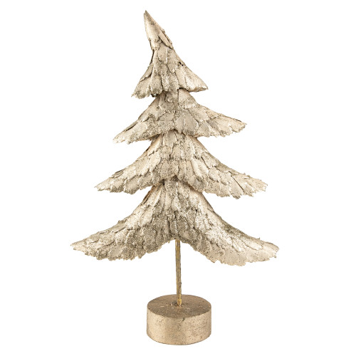 Layered Tree with Wooden Base Christmas Decoration - 18" - Bronze Finish