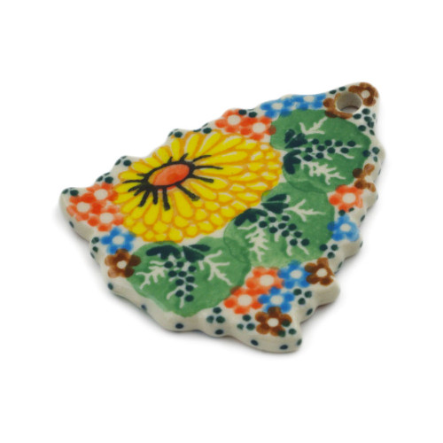 Polmedia Polish Pottery Christmas Tree Pendant 3" Enchanted Spring