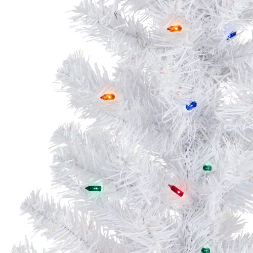 Pre-lit Medium White Pine Artificial Christmas Tree - 3' - Multi-Color Lights