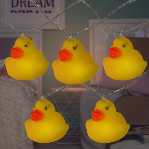 10 Yellow Duck Novelty Light Set, 6-ft Clear Wire