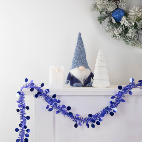 Tinsel and Polka Dot Commercial Christmas Garland - 50' x 1.5" - Lavish Blue - Unlit