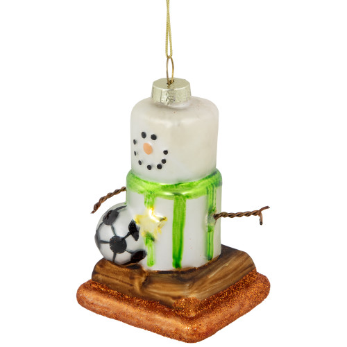 3.5" Soccer Smore Glass Christmas Ornament