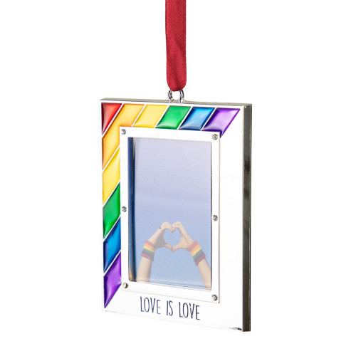 Picture Frame "Love is Love" Christmas Ornament - for 2.75" x 1.5" Photo - 3.5"