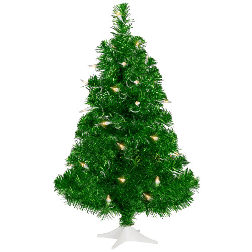 2' Pre-Lit Paradise Lime Green Tinsel Pine Artificial Christmas Tree - Clear Lights