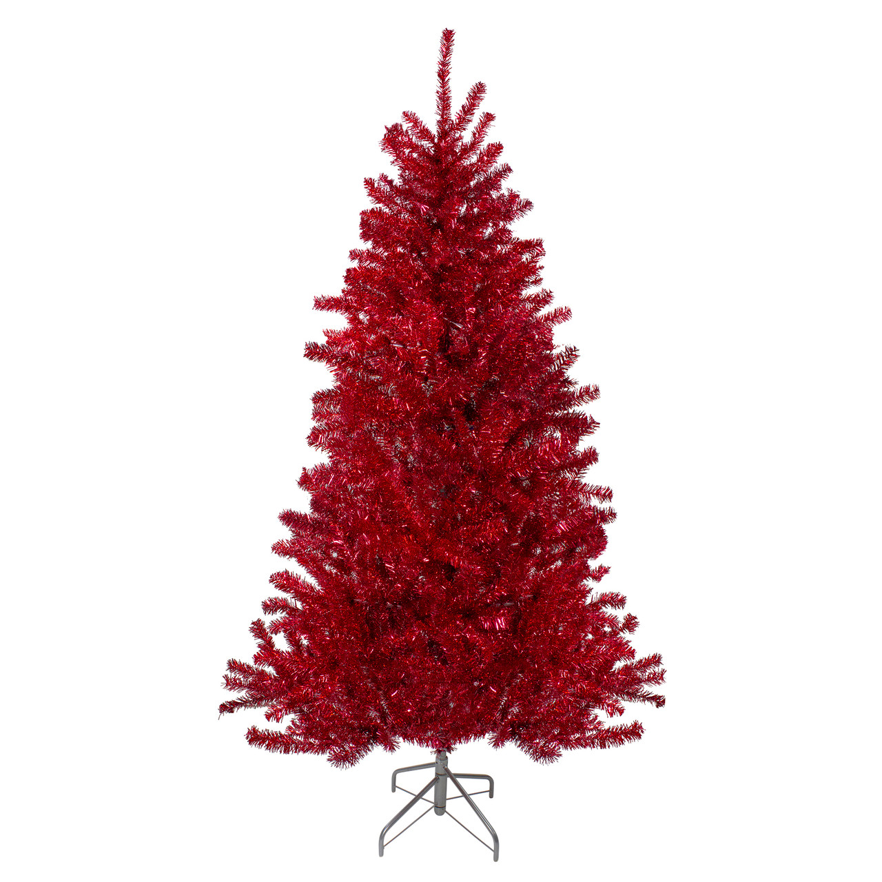 6' Metallic Red Tinsel Artificial Christmas Tree - Unlit