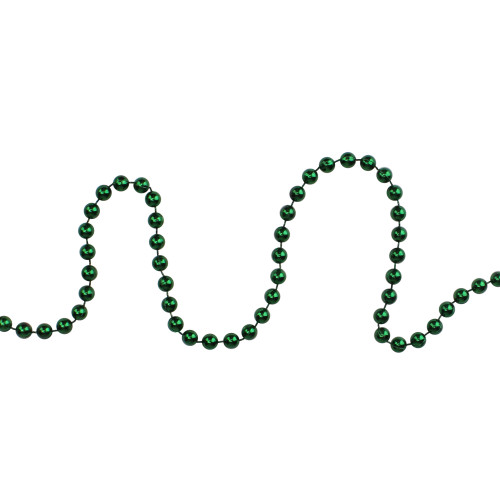 15' Shiny Metallic Green Beaded Christmas Garland - Unlit