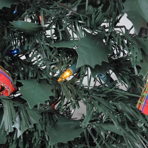 6' Pre-Lit Red Plaid Pre-Decorated Pop-Up Artificial Christmas Tree, Multicolor Lights