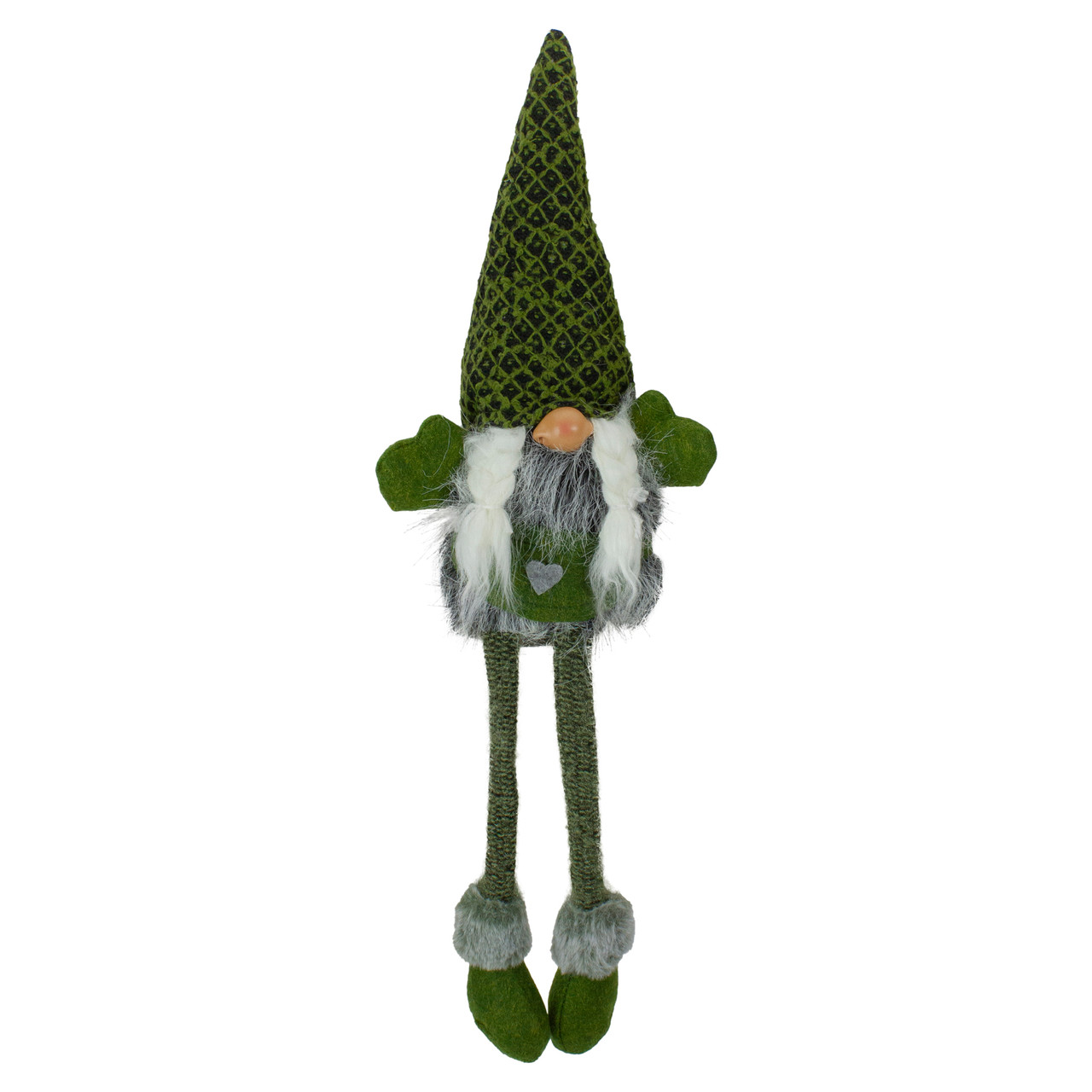 Dangling Legs Sitting Girl Gnome Christmas Figure - 23" - Black and Green