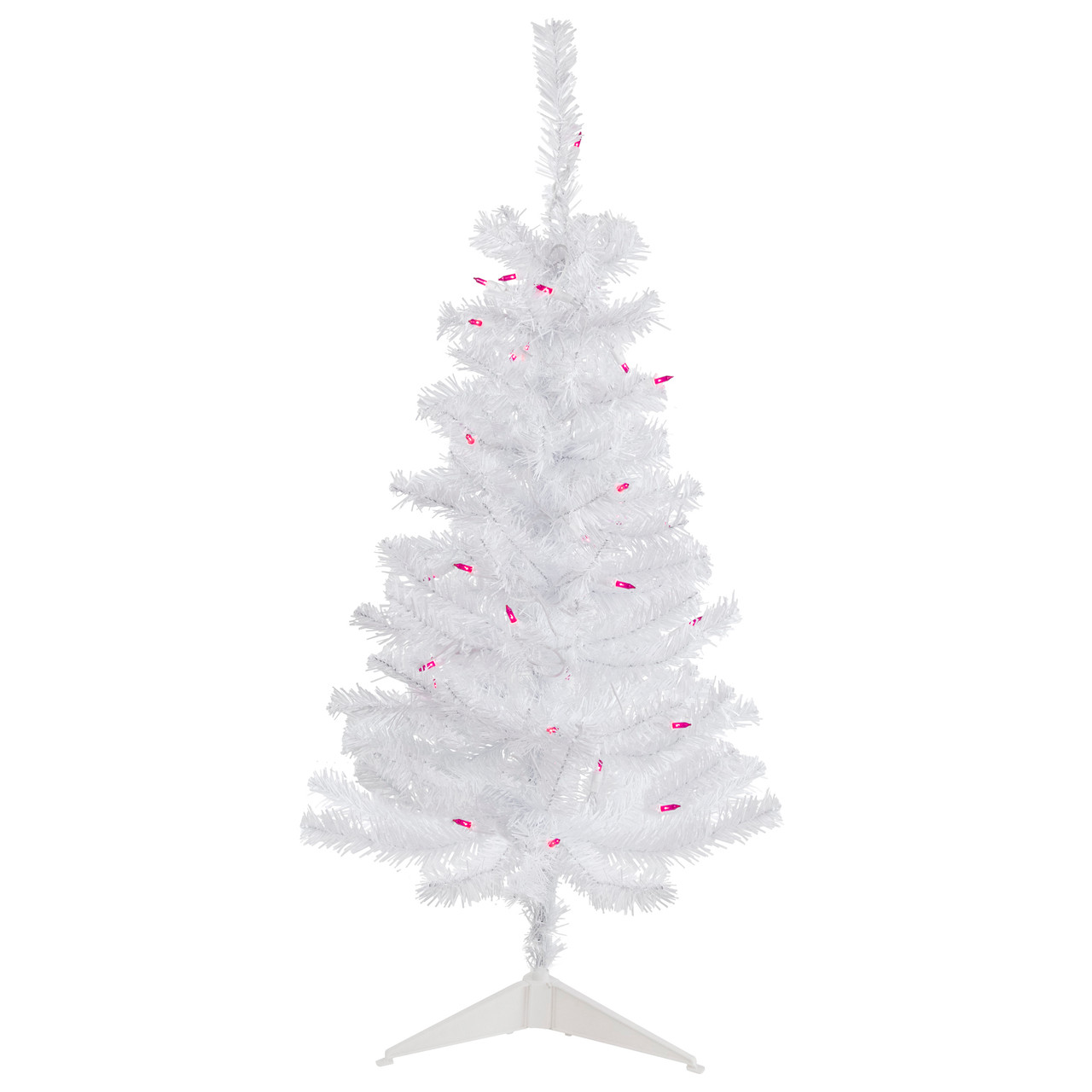 3' Pre-Lit Woodbury White Pine Slim Artificial Christmas Tree, Pink Lights