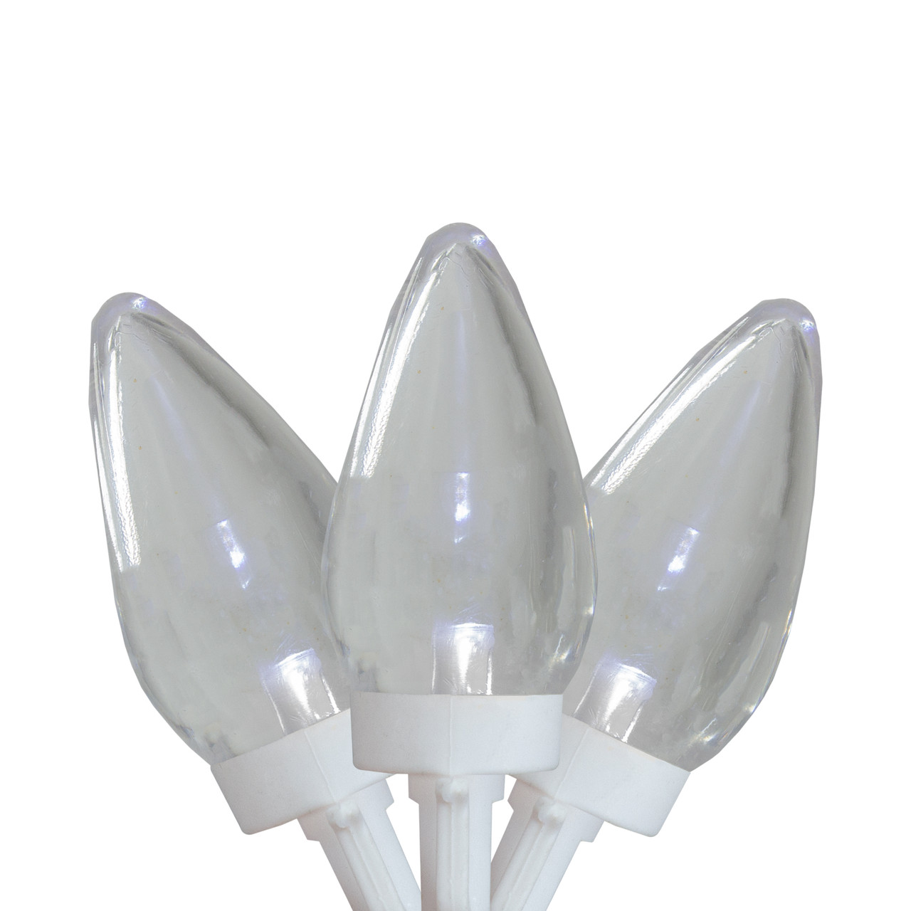 25 Count Pure White LED C7 Christmas Lights, 16 ft White Wire