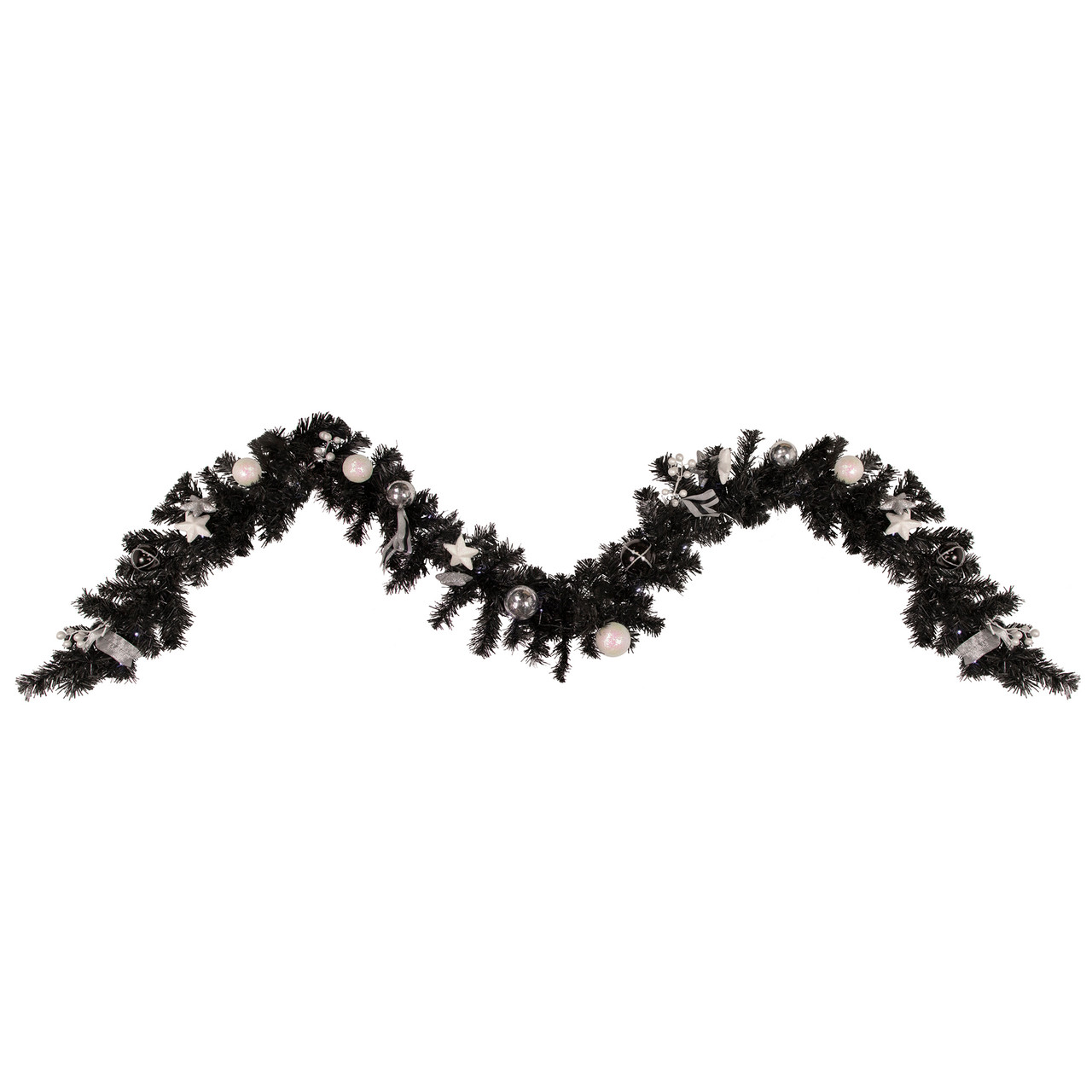 Pre-Lit Battery Operated Black Pine Artificial Christmas Garland - 9' x 6" -  Cool White LED Lights