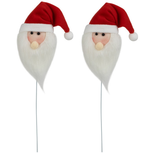 Set of 2 Plush Santa Claus Christmas Picks 18"