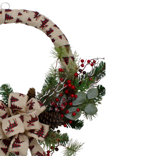 Winter Foliage and Berries Artificial Burlap Christmas Wreath - 24" - Unlit