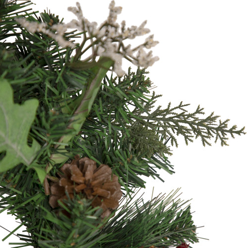 Decorated Natural Pine and Berry Artificial Christmas Wreath, 24-Inch, Unlit