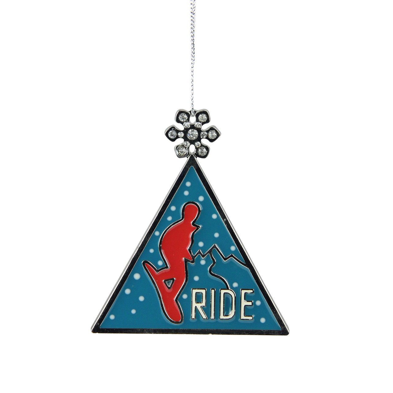 3.75" Red and Blue Ride Ski Triangular Charm Christmas Ornament