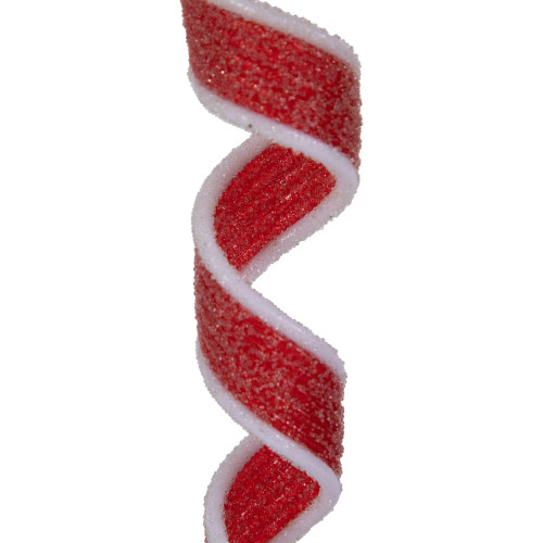6ct Frosted Red and White Candy Twist Christmas Ornaments 9"