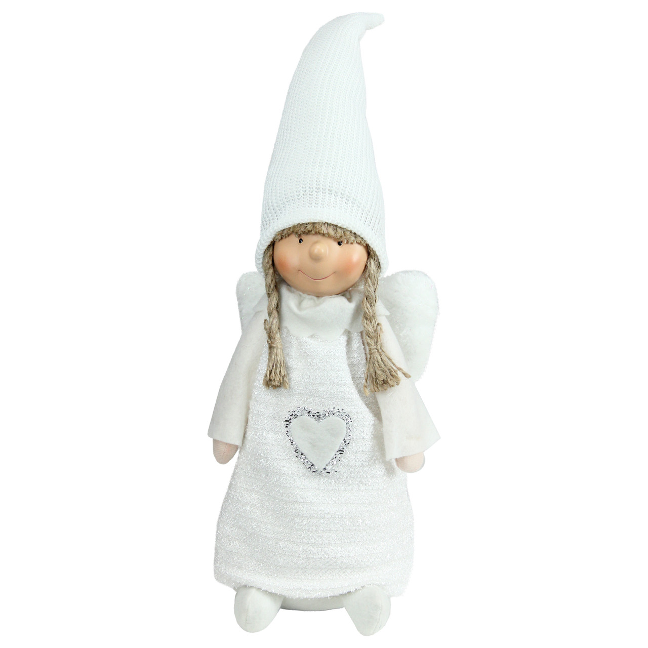 Snowy Woodlands Girl Angel Christmas Figurine - 19.25" - White