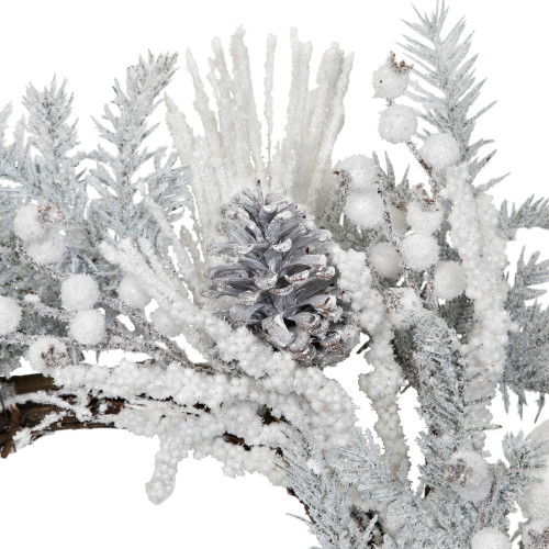Flocked Berries and Pinecones Artificial Pine Christmas Wreath - 26" - Unlit
