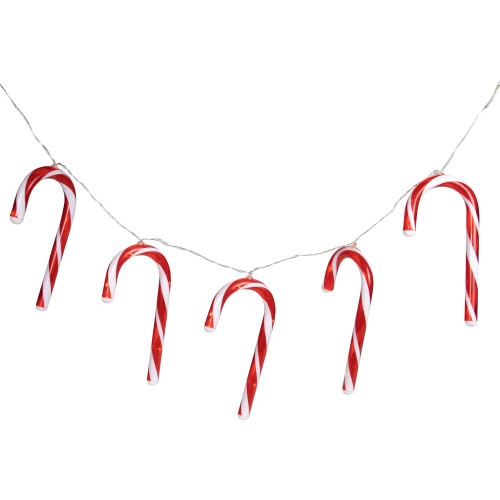 7ct Red and White Candy Cane Christmas Lights - 4.5ft Clear Wire