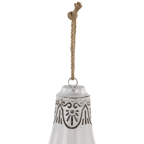 Embossed Bells Christmas Ornaments - 6" - White - Set of 2