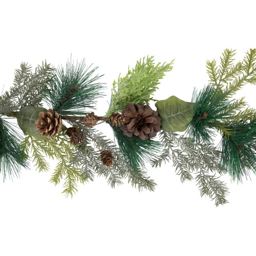5' x 6" Pine Cone and Cedar Artificial Christmas Garland, Unlit