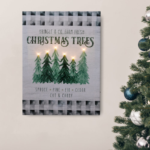 Battery Operated Lighted Wall Art - Holiday Tree Farm