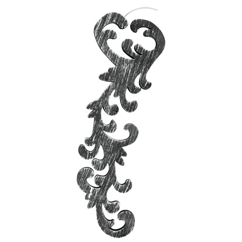 Set of 2 Black and Gray Scrollwork Christmas Ornaments 10.5"