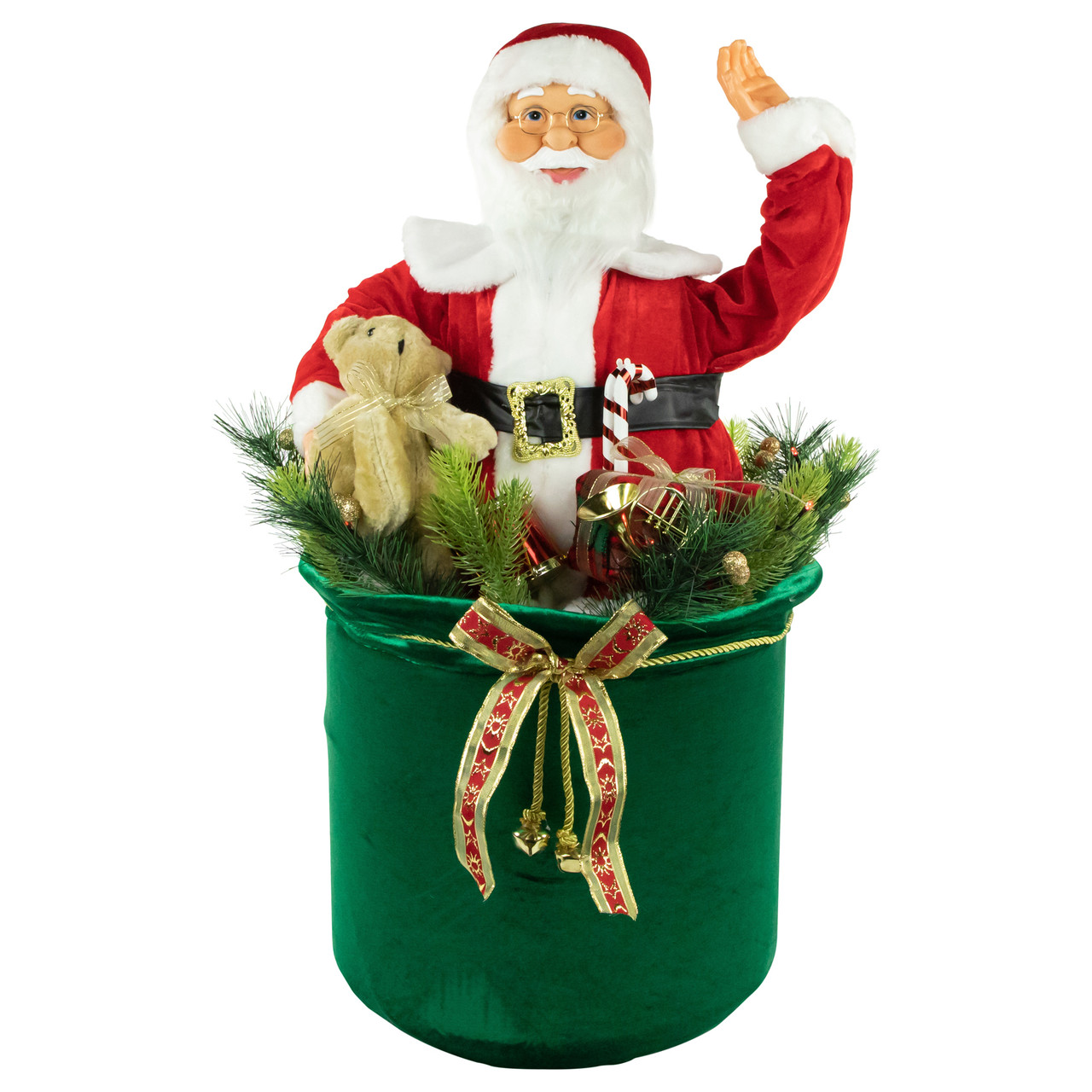 LED Lighted and Animated Gift Bag with Santa Claus Christmas Figure - 32"
