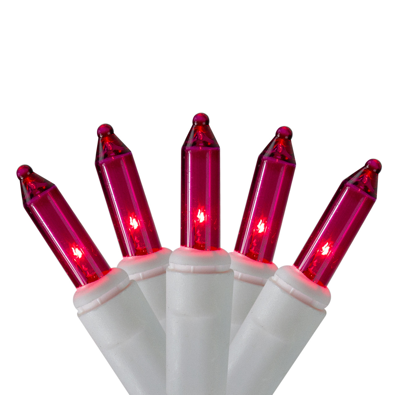 100-Count Pink Mini Icicle Christmas Lights, 4.6ft White Wire