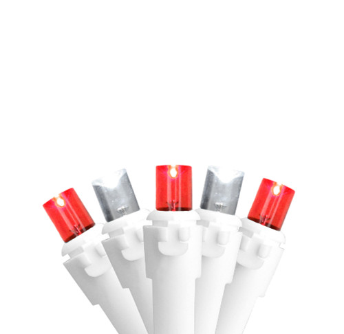 100-Count Red and Pure White LED Wide Angle Icicle Christmas Lights - 5.5ft White Wire