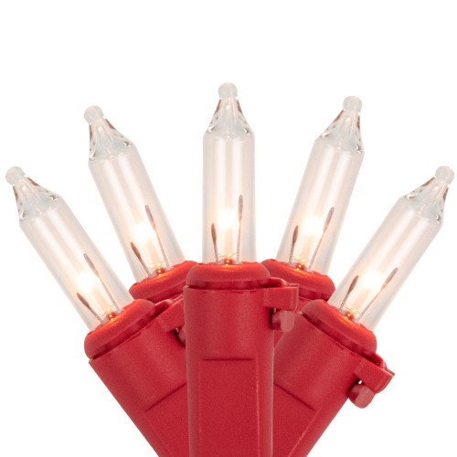 100ct Clear Mini Christmas Light Set - 20.25' Red Wire
