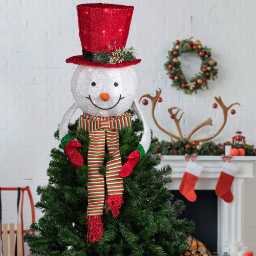 21.5" Lighted Snowman with Red Top Hat Christmas Tree Topper