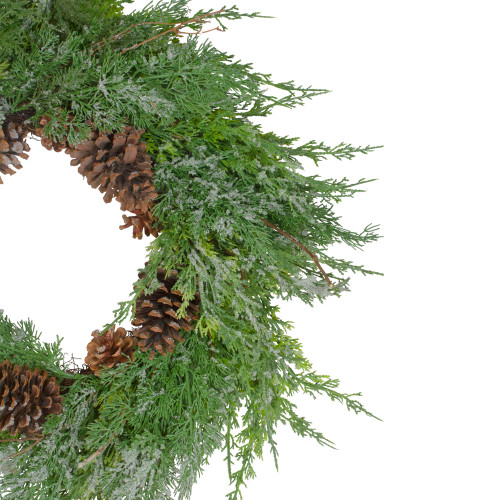 Real Touch?? Frosted Cedar and Pinecone Artificial Christmas Wreath - 26" - Unlit