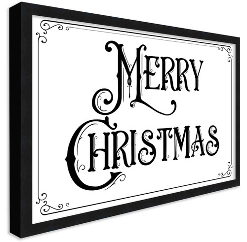 Vintage Merry Christmas 9.5" x 13.5" Framed Christmas Wall Decor Art Print Sign Poster in a Black Wooden Frame with UV Acrylic and Hangers