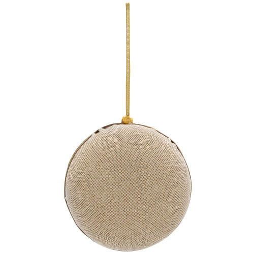 Mesh and Ribbon Christmas Ball Ornament - 4" - Gold - Set of 6