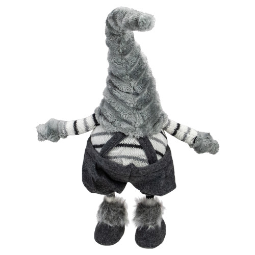 Bouncy Gnome Figure Christmas Decoration - 18" - Gray and White