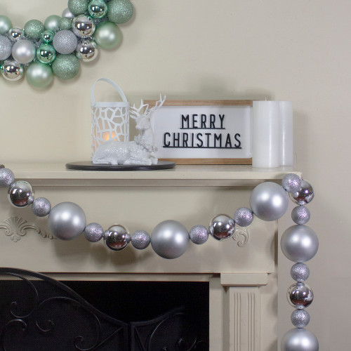 6' Shatterproof Ball 3-Finish Silver Splendor Christmas Garland