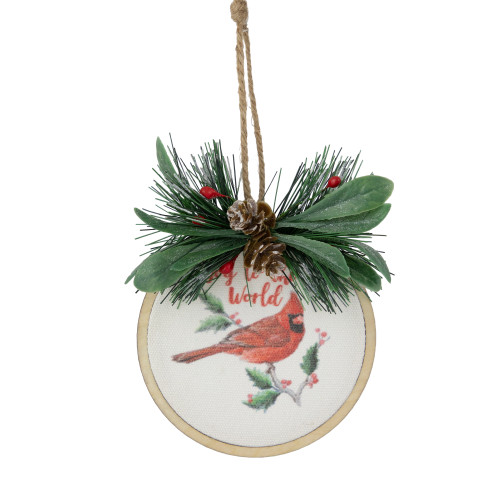 5.25" "Joy to the World" Cardinal Christmas Disc Ornament